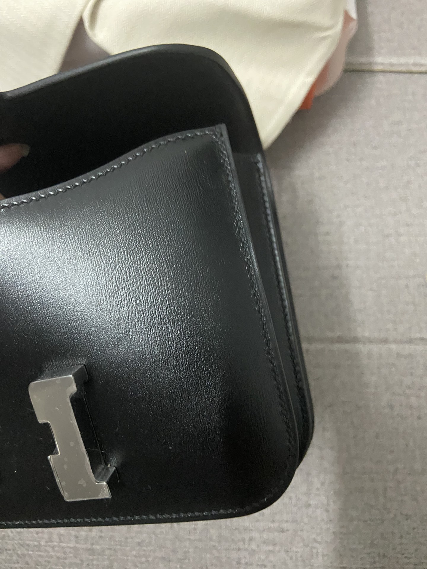 Hermes Constance 18 Mini Shoulder Bag In Black Box Leather